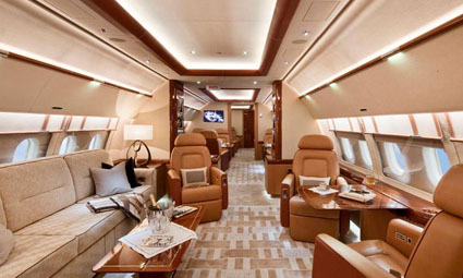 Interior of Airbus 319 Corporate Jet