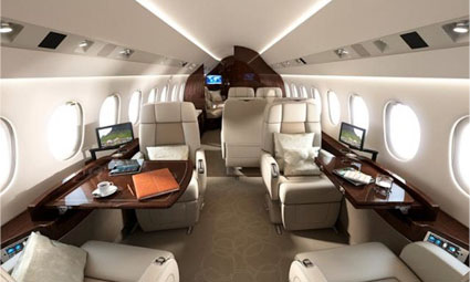 Interior of Falcon 900 LX