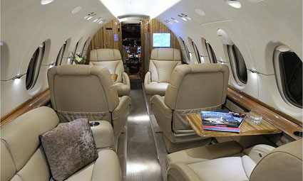 Interior of Hawker 800 XP