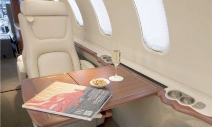 Interior of Learjet 45